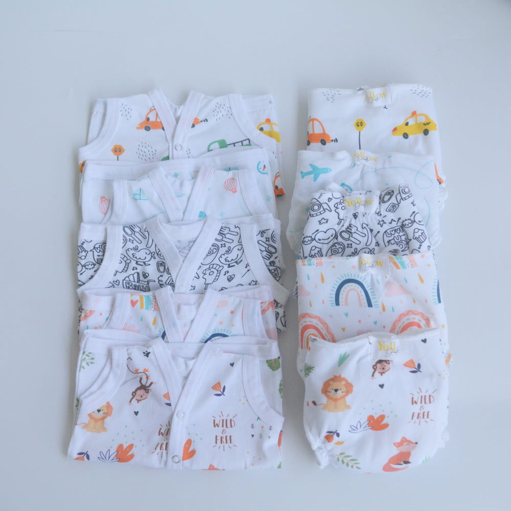 Hearts & Colours Basket- Everyday Essentials Nappy & Vest (Set of 20) - Tinycubs - 