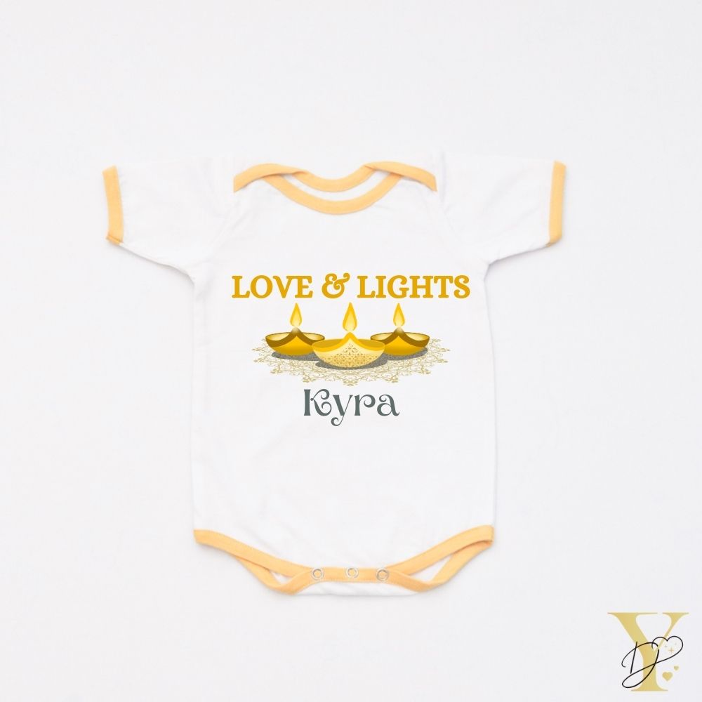 Hearts Decor Cushions & Diwali Bodysuit Gift Set - Tinycubs - 