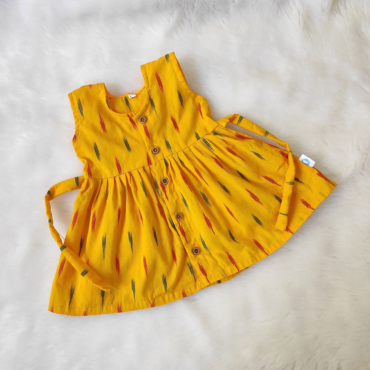 Ikkat Frock -Yellow - Tinycubs - 