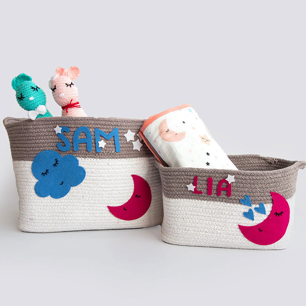 In The Sky - Cotton Rope Baskets (Set Of 2) - Tinycubs - 