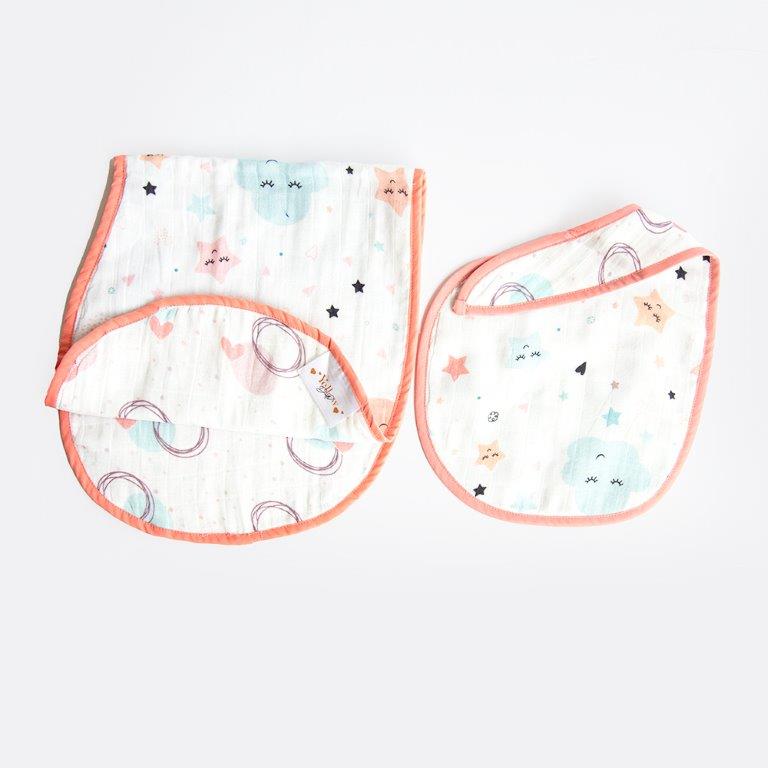 In The Sky - Reversible Bib & Burpy Cloth Set - Tinycubs - 