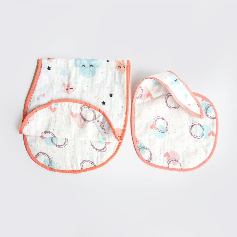 In The Sky - Reversible Bib & Burpy Cloth Set - Tinycubs - 