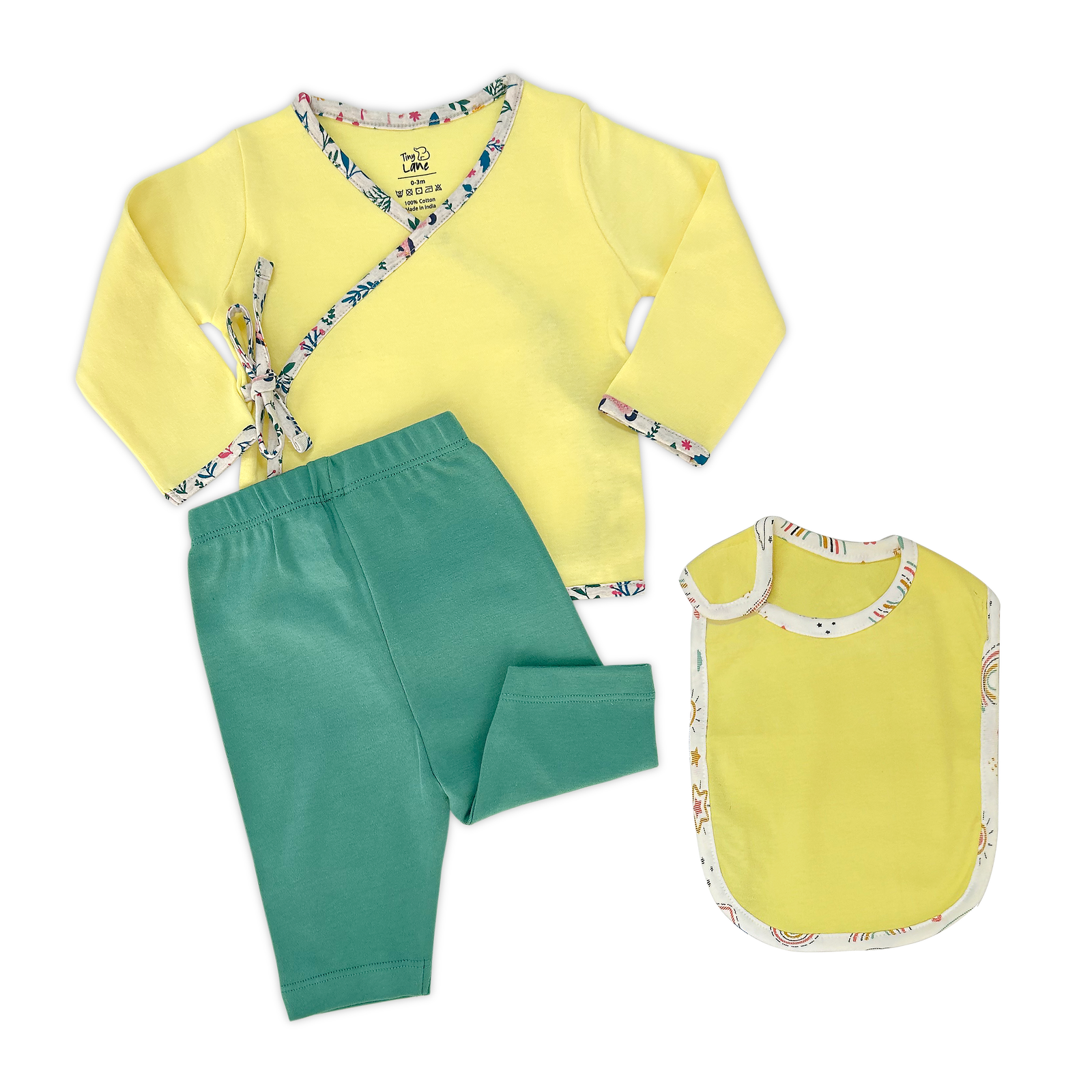 Infant Baby Clothing Set | Jhabla, Legging & Bib - Tinycubs - 