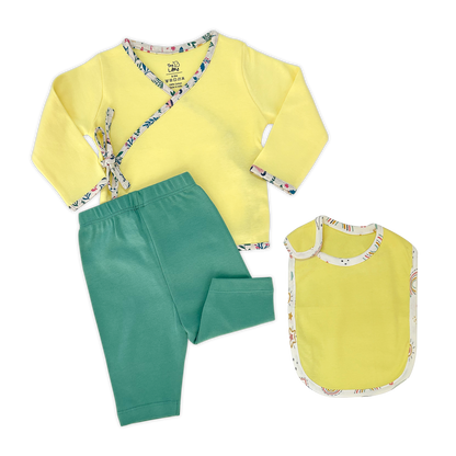 Infant Baby Clothing Set | Jhabla, Legging & Bib - Tinycubs - 