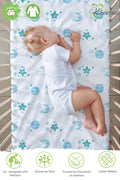 Into the Sky' Cotton Fitted Cot Crib Sheet : Moon & Earth - Tinycubs - 