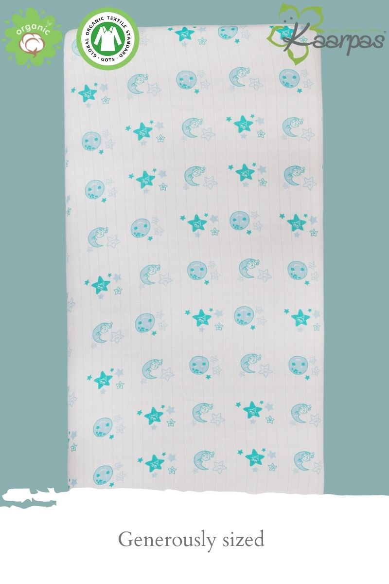 Into the Sky' Cotton Fitted Cot Crib Sheet : Moon & Earth - Tinycubs - 