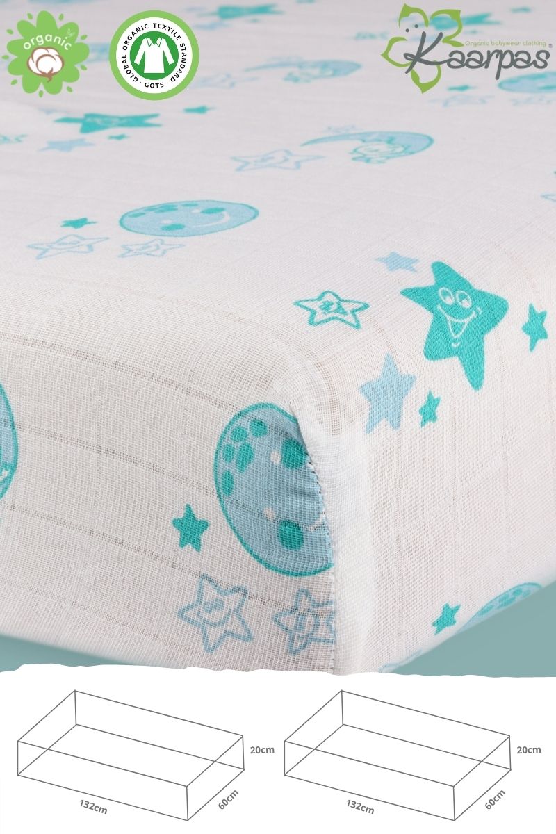 Into the Sky' Cotton Fitted Cot Crib Sheet : Moon & Earth - Tinycubs - 