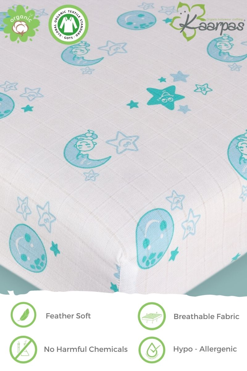 Into the Sky' Cotton Fitted Cot Crib Sheet : Moon & Earth - Tinycubs - 