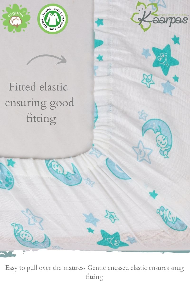 Into the Sky' Cotton Fitted Cot Crib Sheet : Moon & Earth - Tinycubs - 