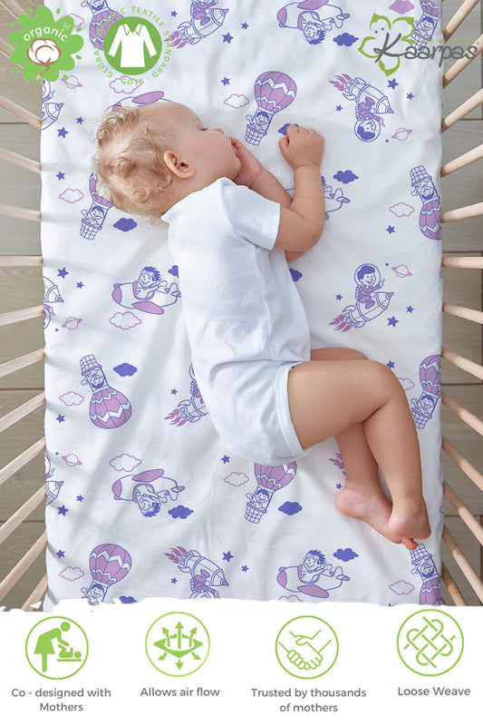 Into the Sky' Cotton Fitted Cot Crib Sheet : Parachute - Tinycubs - 