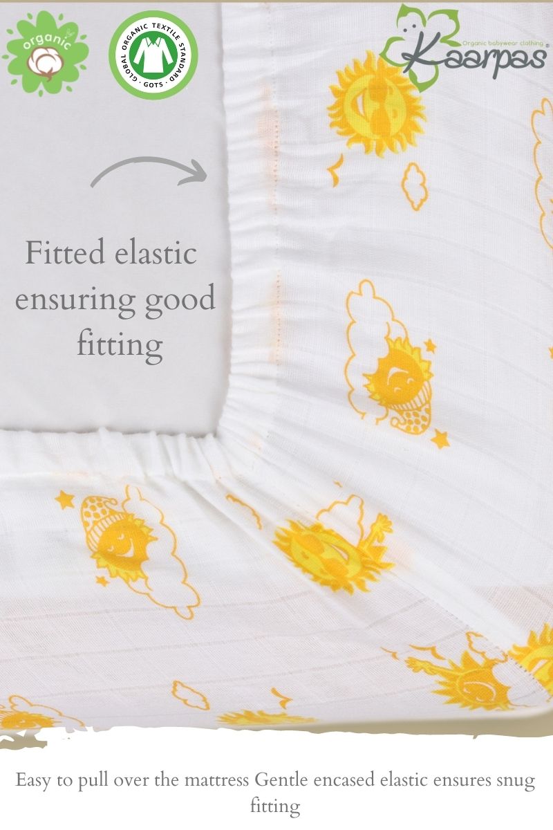 Into the Sky' Cotton Fitted Cot Crib Sheet : Sun - Tinycubs - 