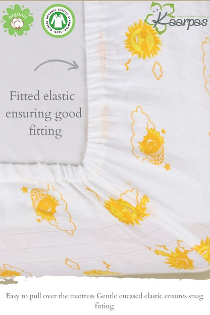 Into the Sky' Cotton Fitted Cot Crib Sheet : Sun - Tinycubs - 