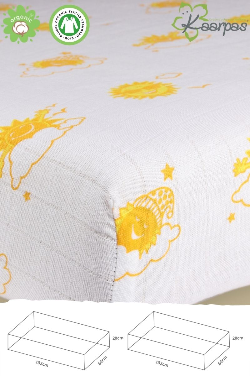 Into the Sky' Cotton Fitted Cot Crib Sheet : Sun - Tinycubs - 