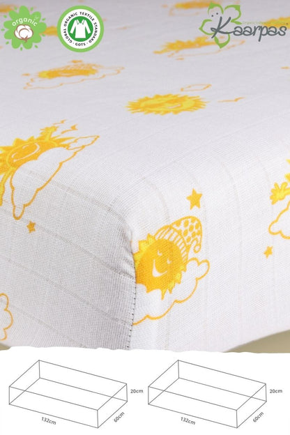 Into the Sky' Cotton Fitted Cot Crib Sheet : Sun - Tinycubs - 