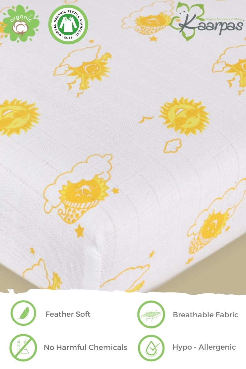 Into the Sky' Cotton Fitted Cot Crib Sheet : Sun - Tinycubs - 