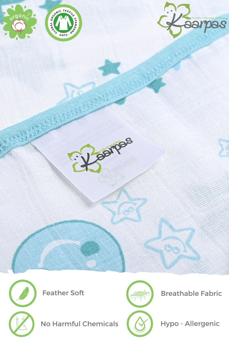 Into the sky' 2 layer organic muslin blanket : Moon & Earth - Tinycubs - 