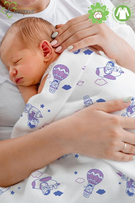 Into the sky' 2 layer organic muslin blanket : Parachute - Tinycubs - 