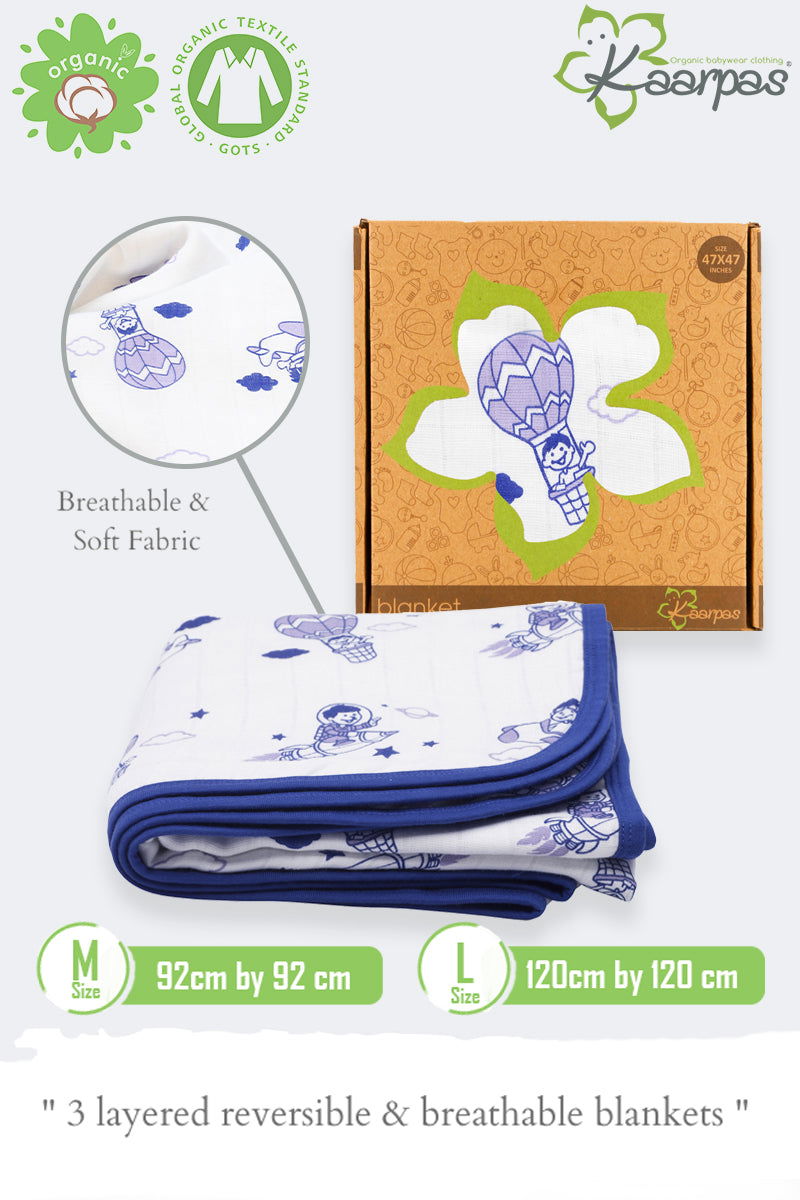 Into the sky' 2 layer organic muslin blanket : Parachute - Tinycubs - 