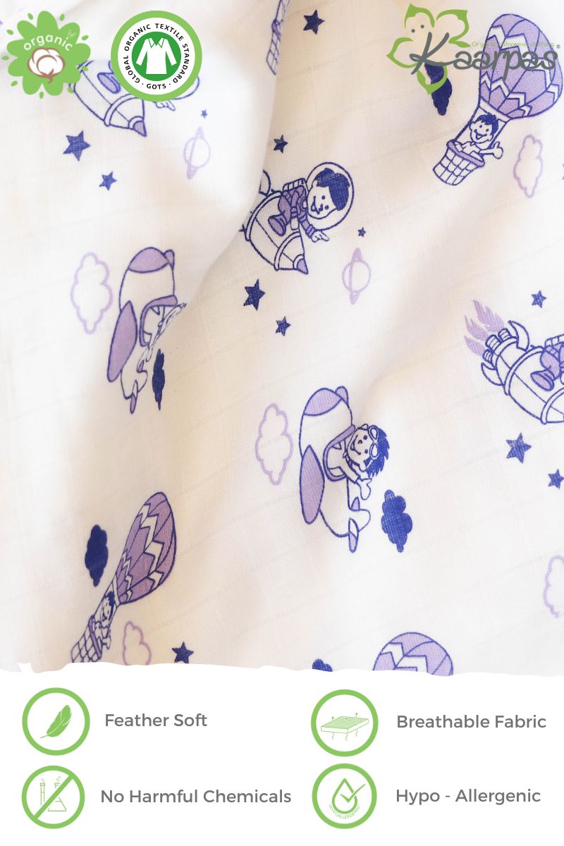 Into the sky' 2 layer organic muslin blanket : Parachute - Tinycubs - 
