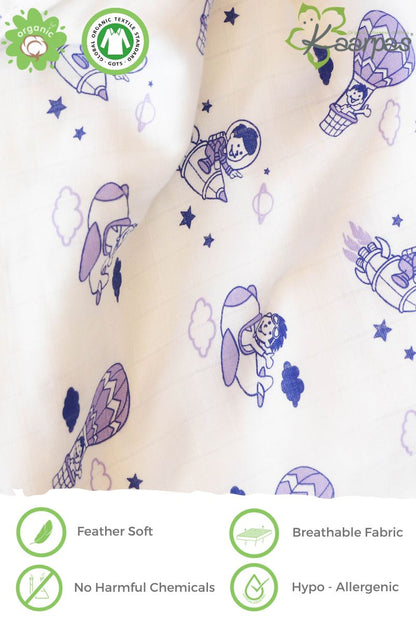 Into the sky' 2 layer organic muslin blanket : Parachute - Tinycubs - 
