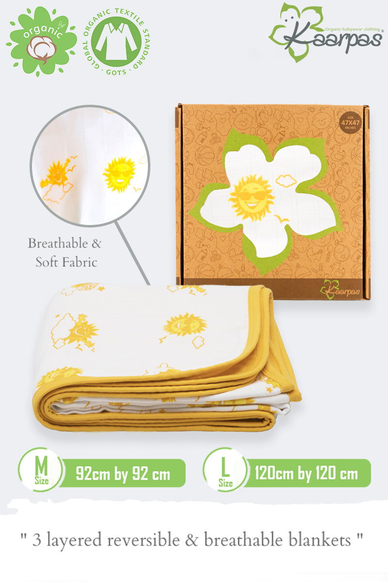 Into the sky' 2 layer organic muslin blanket : Sun - Tinycubs - 