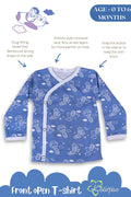 Into the sky with parachute front open side snap full sleeves T-shirt - Blue - Tinycubs - 