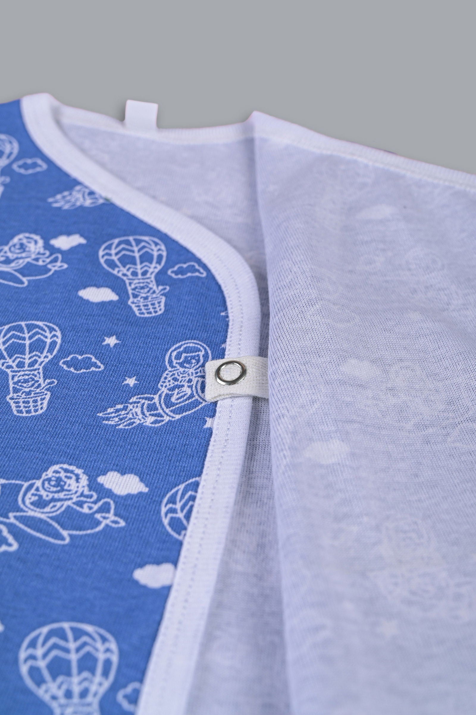 Into the sky with parachute front open side snap full sleeves T-shirt - Blue - Tinycubs - 