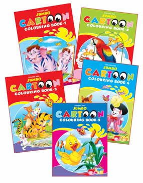 Jumbo Cartoon Colouring Set (5 Titles) - Tinycubs - 