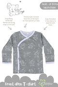 Jumbo Elephant front open side snap full sleeves T-shirt  - grey - Tinycubs - 