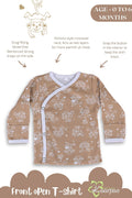 Jumping Monkey front-open side-snap full sleeves T-shirt - Brown - Tinycubs - 