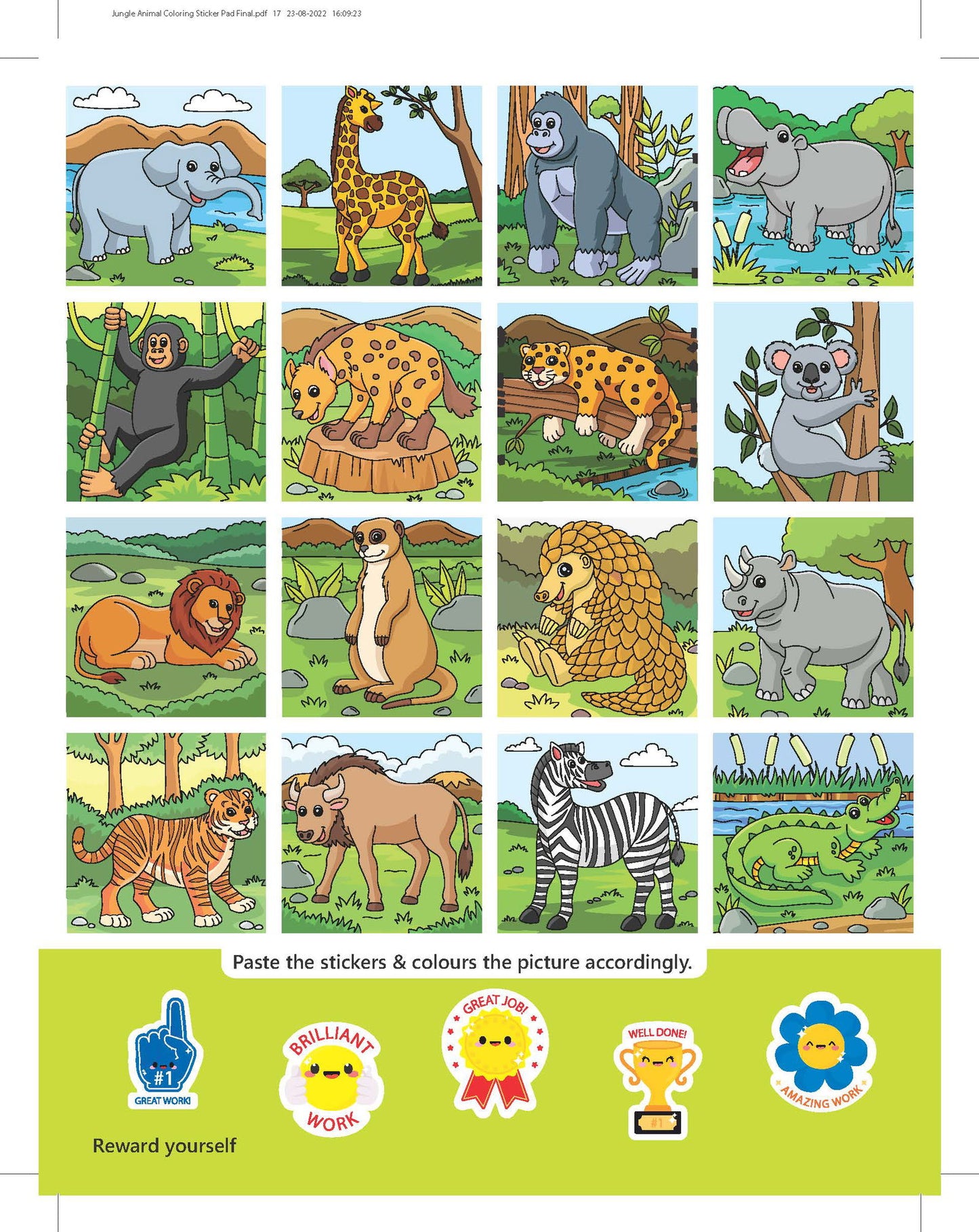 Jungle- It's Colour time with Stickers - Tinycubs - 