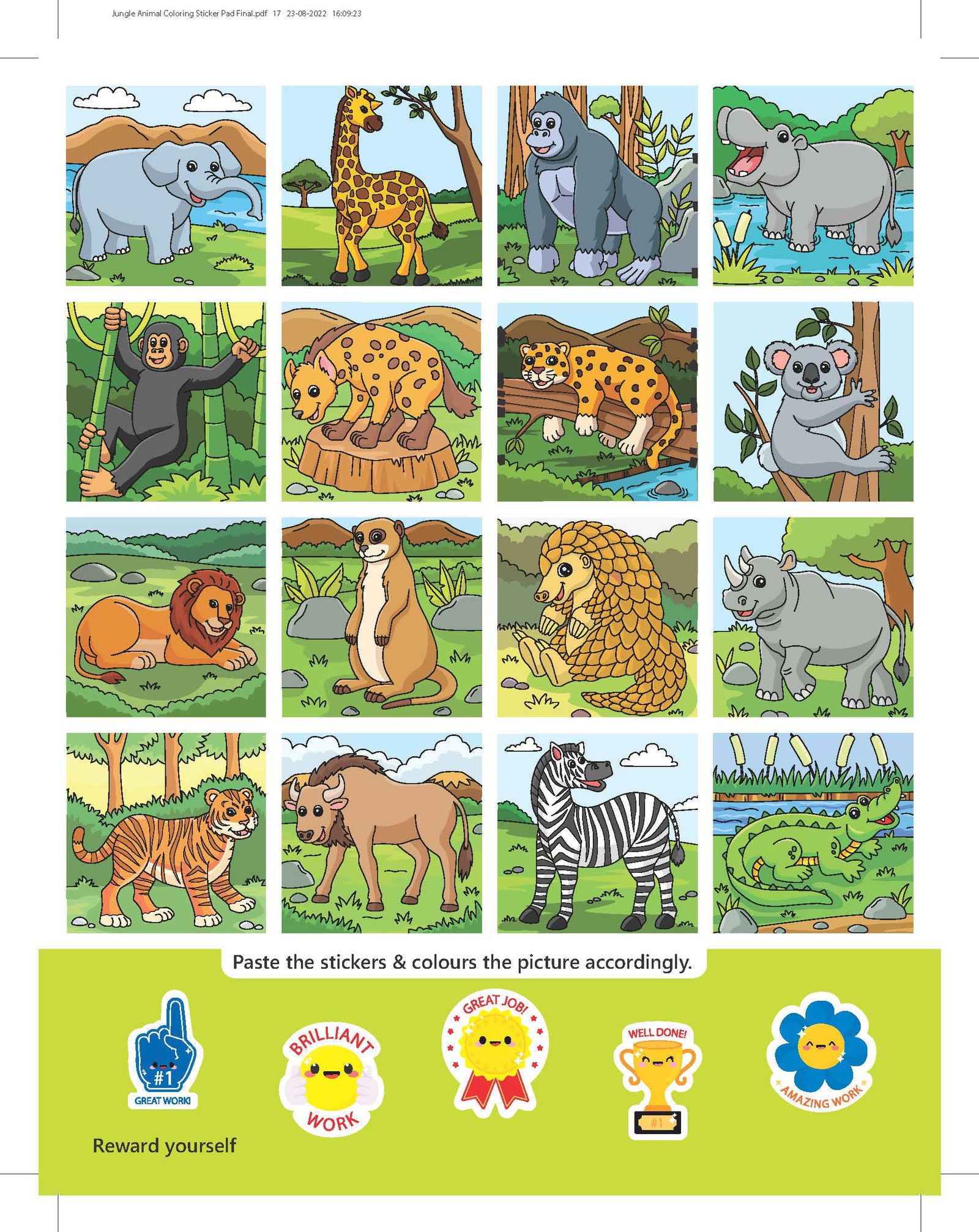 Jungle- It's Colour time with Stickers - Tinycubs - 