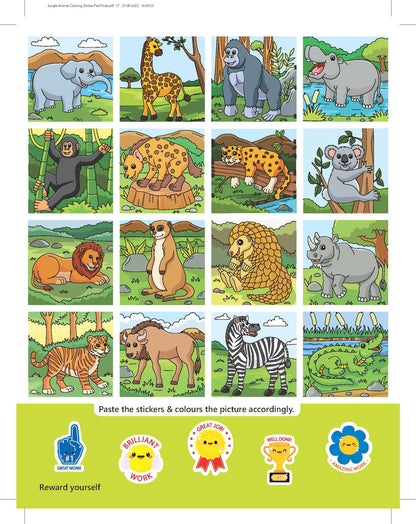 Jungle- It's Colour time with Stickers - Tinycubs - 