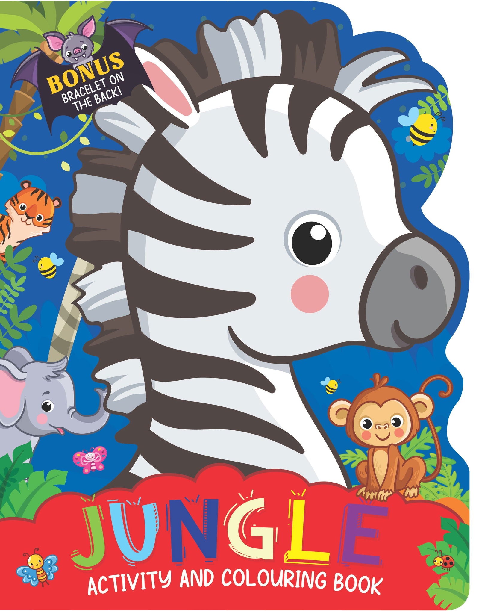 Jungle Activity and Colouring Book- Die Cut Animal Shaped Book - Tinycubs - 