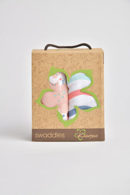 Kaarpas ‘Ocean Dive’ organic muslin cotton swaddle 2 pack: Seahorse, Dreamy Waves - Tinycubs - 