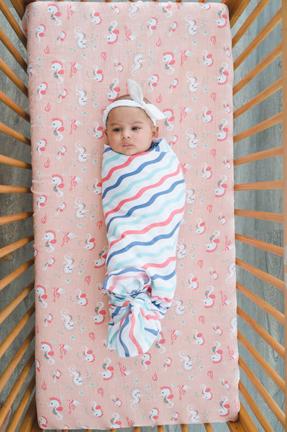 Kaarpas ‘Ocean Dive’ organic muslin cotton swaddle 3 pack: Dolphin, Octopus and Dreamy Waves - Tinycubs - 