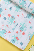 Kaarpas ‘Ocean Dive’ organic muslincotton swaddle: Olga the Octopus - Tinycubs - 