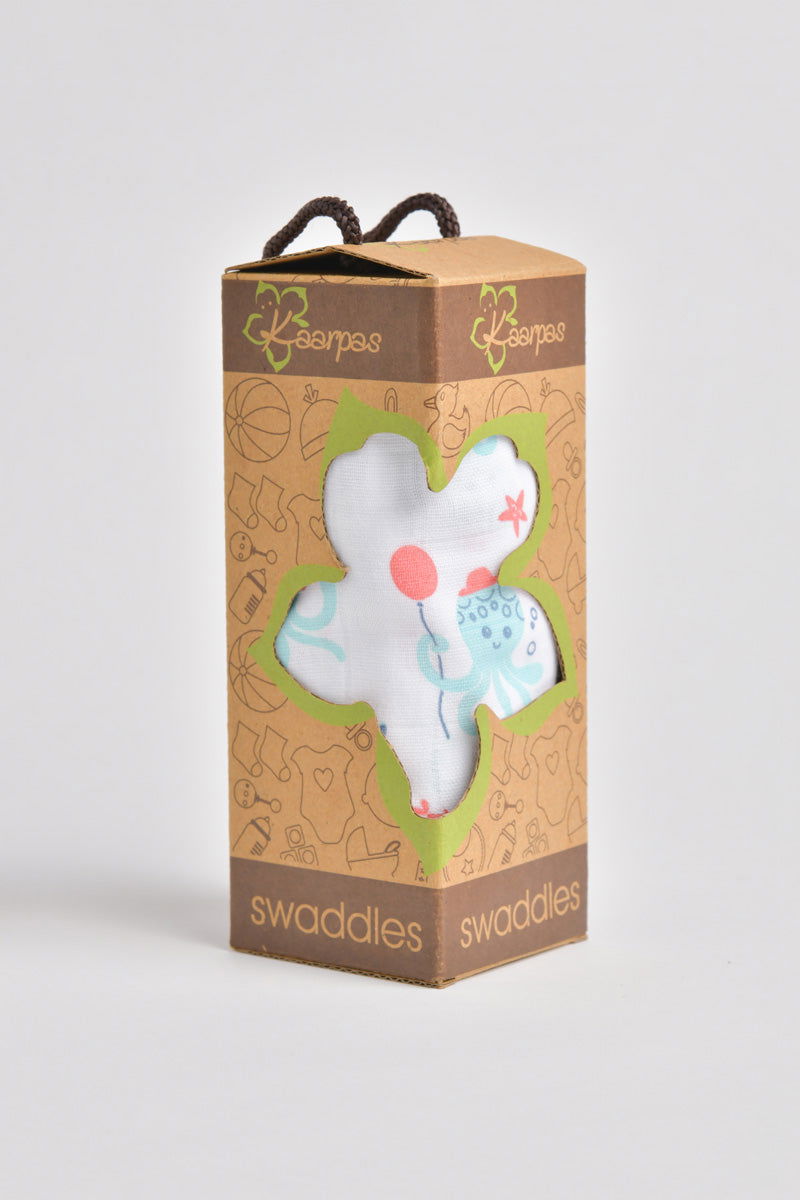 Kaarpas ‘Ocean Dive’ organic muslincotton swaddle: Olga the Octopus - Tinycubs - 