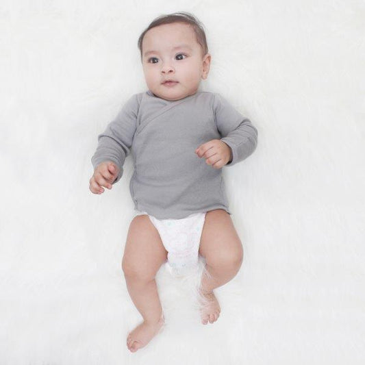 Kaarpas Premium Organic Baby Cotton Front Open Side Snap Full - Long Sleeves T-Shirt - Jhabla, Grey - Tinycubs - 