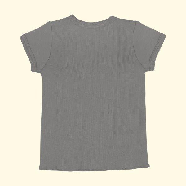 Kaarpas Premium Organic Baby Cotton Front Open Side Snap Half - Short Sleeves T-Shirt - Jhabla, Grey - Tinycubs - 