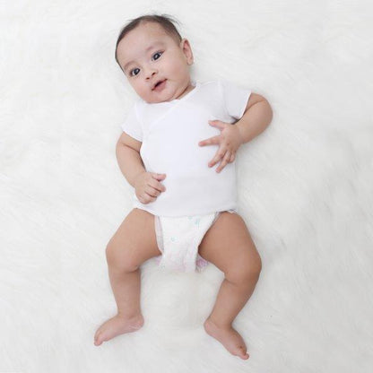 Kaarpas Premium Organic Baby Cotton Front Open Side Snap Half - Short Sleeves T-Shirt - Jhabla, White - Tinycubs - 