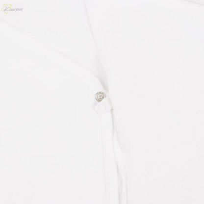 Kaarpas Premium Organic Baby Cotton Front Open Side Snap Half - Short Sleeves T-Shirt - Jhabla, White - Tinycubs - 