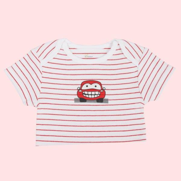 Kaarpas Premium Organic Cotton 2-Piece Car and Wheels Print Bodysuit - Onesie and Pant Set - Red and Grey - Tinycubs - 