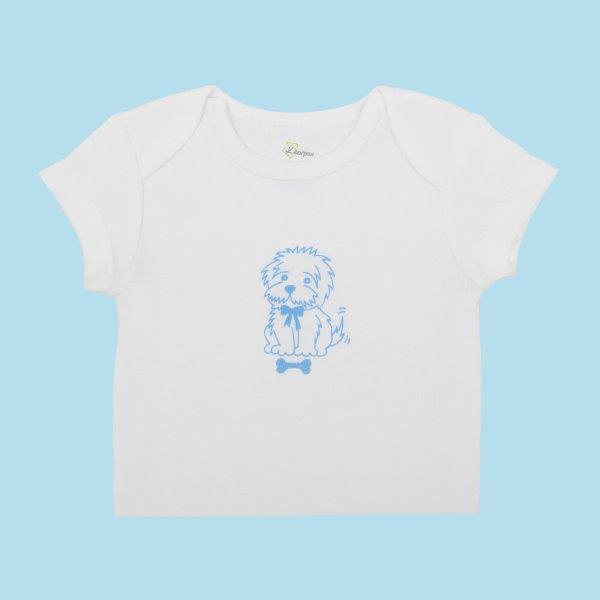 Organic cotton baby bodysuit and pant set with dog design
