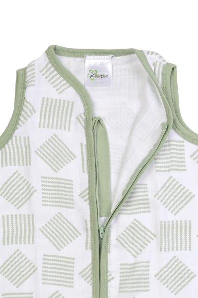 Kaarpas Premium Organic Cotton 2- Layer Muslin Baby Sleeping Bag with Charming Pattern of Line, (Sage Green) - Tinycubs - 
