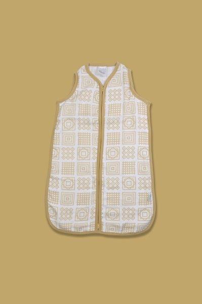 Kaarpas Premium Organic Cotton 2- Layer Muslin Baby Sleeping Bag with Charming Pattern of Square, (Beige) - Tinycubs - 