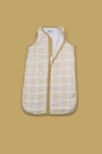Kaarpas Premium Organic Cotton 2- Layer Muslin Baby Sleeping Bag with Charming Pattern of Square, (Beige) - Tinycubs - 