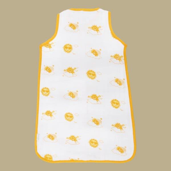 Kaarpas Premium Organic Cotton 2- Layer Muslin Baby Sleeping Bag with Up in The Sky Theme of Sun, (Yellow, Orange) - Tinycubs - 