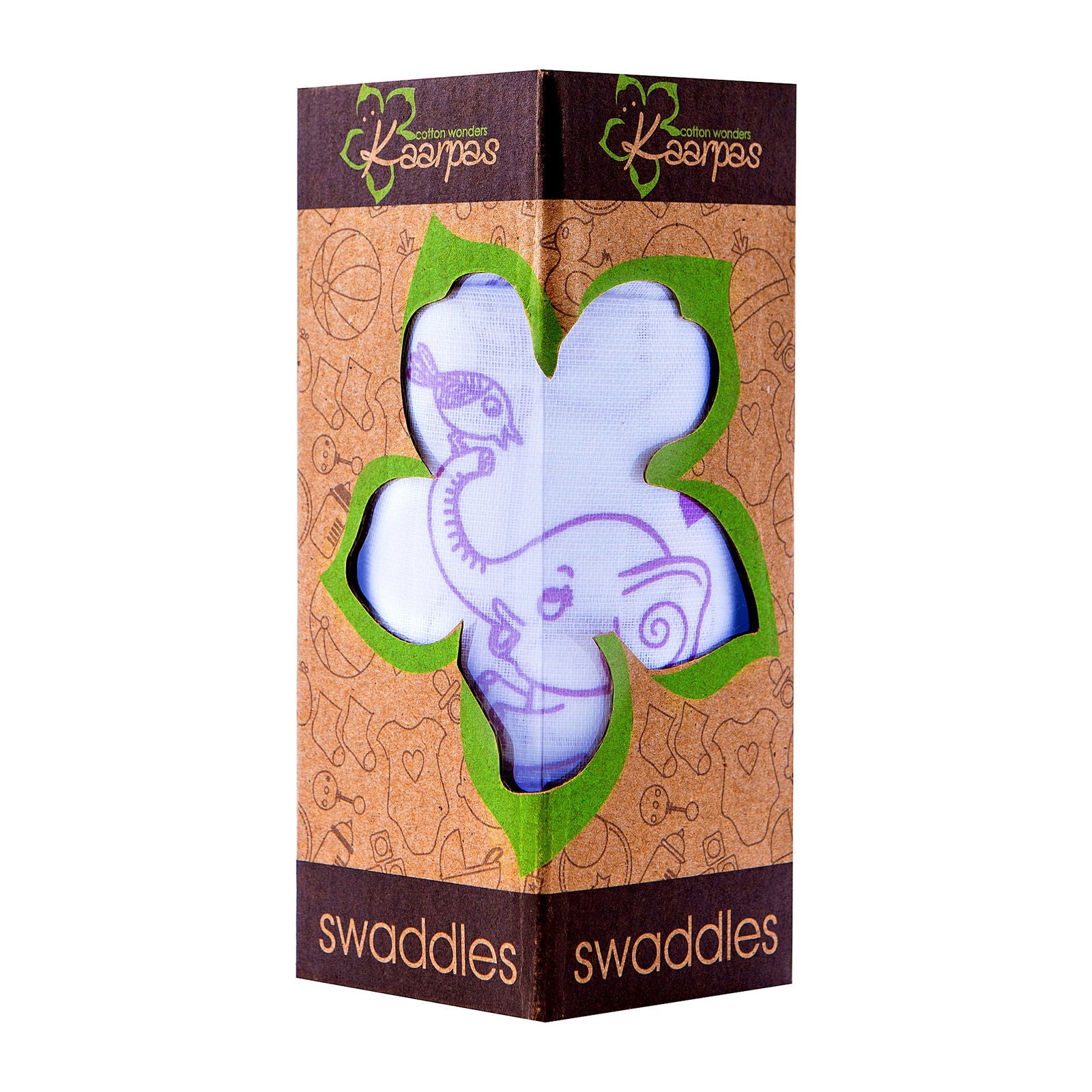 Kaarpas Premium Organic Cotton Muslin Baby Wrap Swaddle with Animal Theme of Elephant - Tinycubs - 