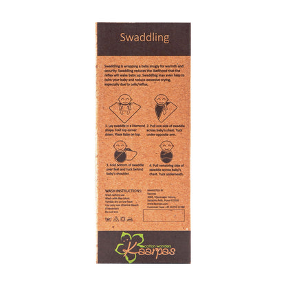 Kaarpas Premium Organic Cotton Muslin Baby Wrap Swaddle with Animal Theme of Elephant - Tinycubs - 